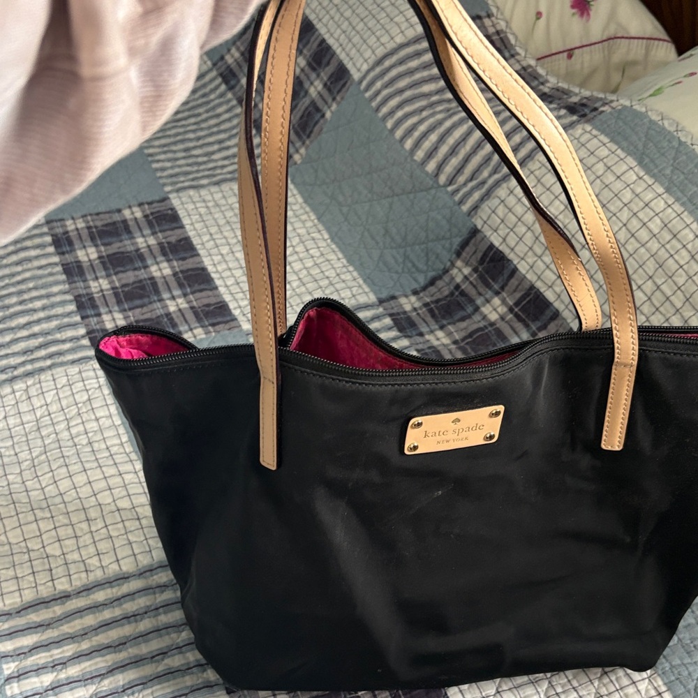 Kate Spade Black Tote with Pink Lining